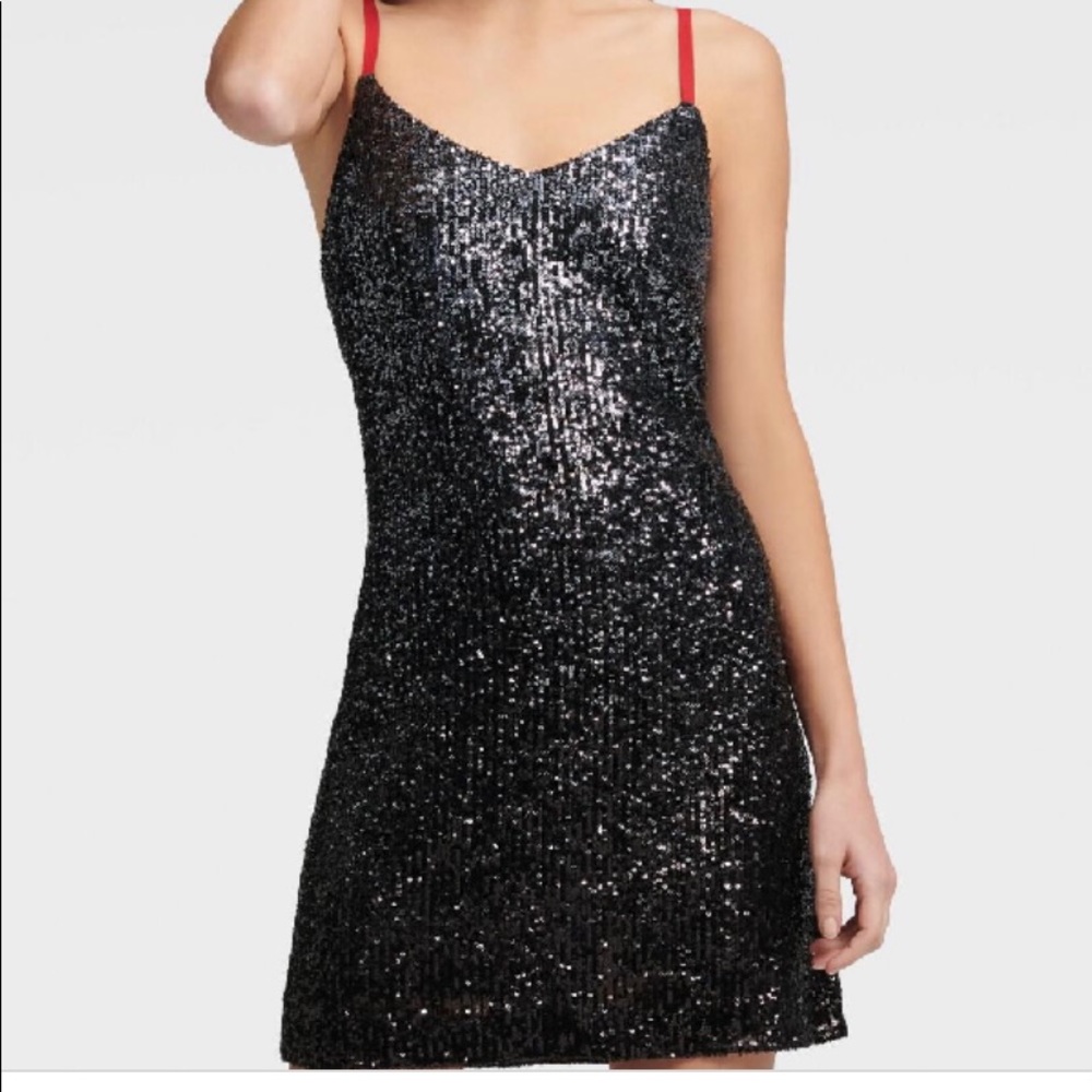 DKNY stretchy sequin slip dress